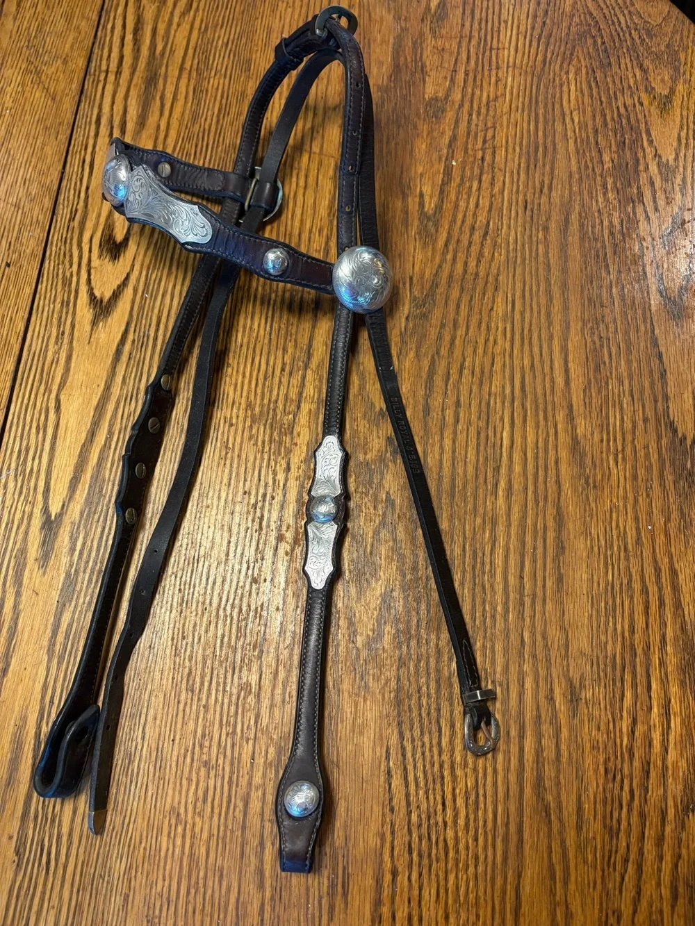 Horse Tack Vintage Billy Royal Silver Western Show Horse Headstall/Breast Collar - Picture 4 of 10